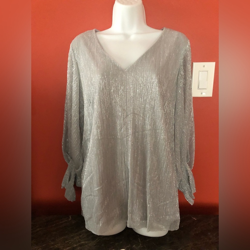 Gray long sleeve sheer material, top . For different occasions
